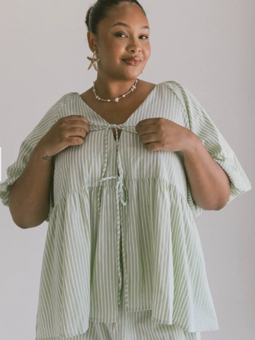 The Lullaby Club Frankie Top - Green Stripe - Size L/XL
